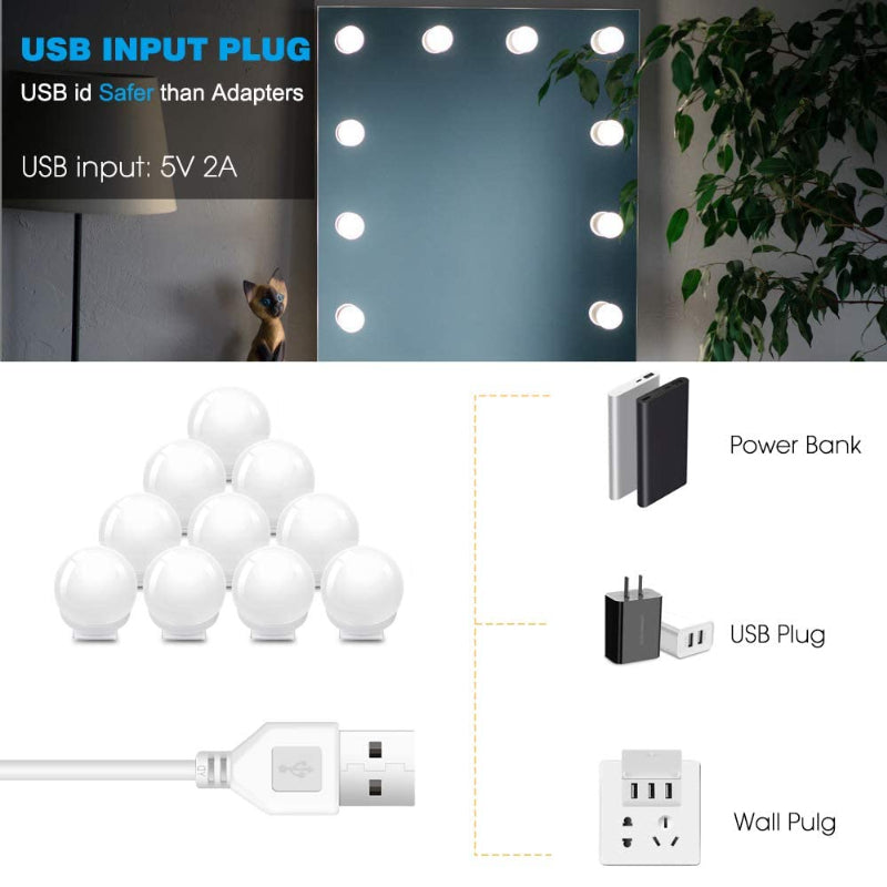 3 Colors Vanity Mirror Light - USB system