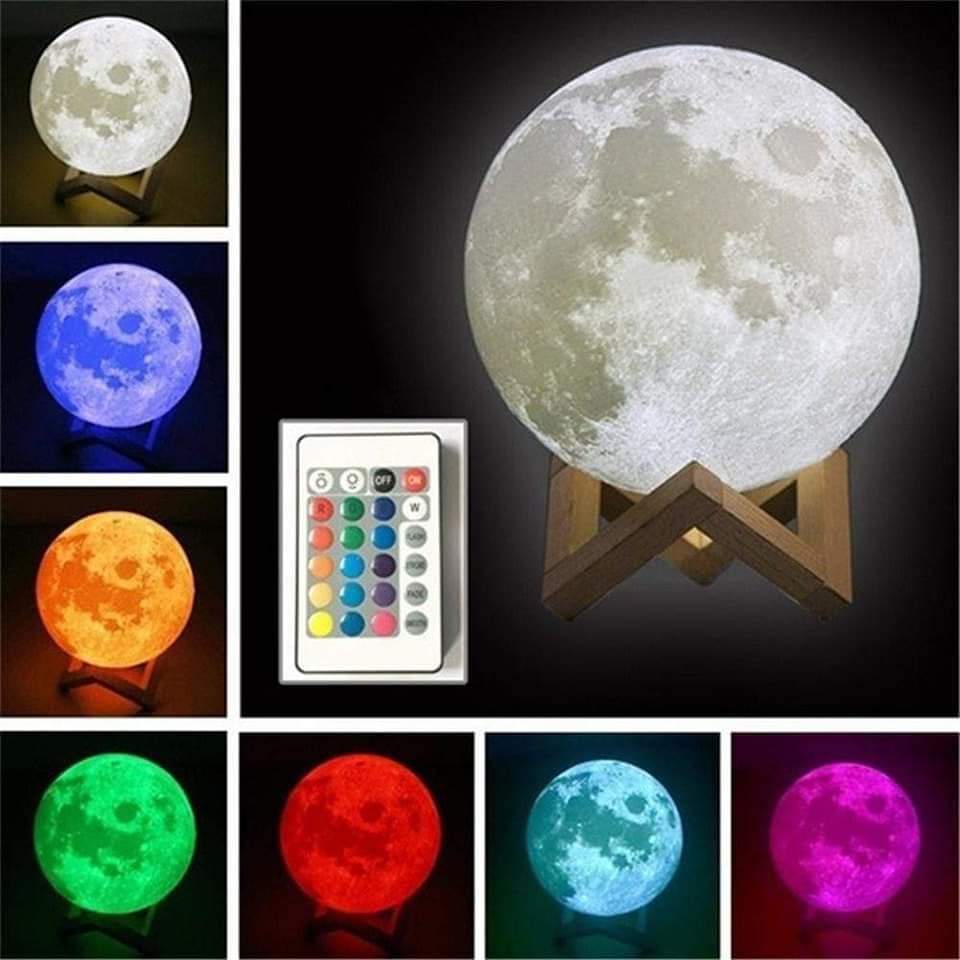 16 Color Rechargable 3D Moon Lamp (Touch/Remote)