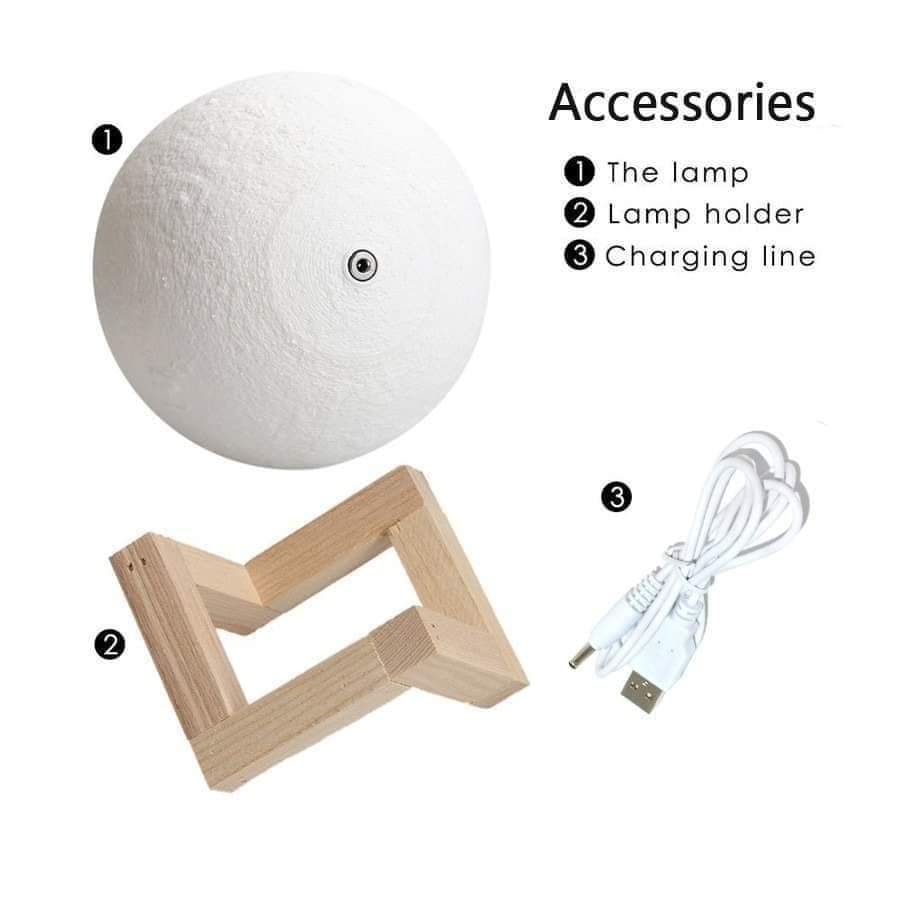 16 Color Rechargable 3D Moon Lamp (Touch/Remote)