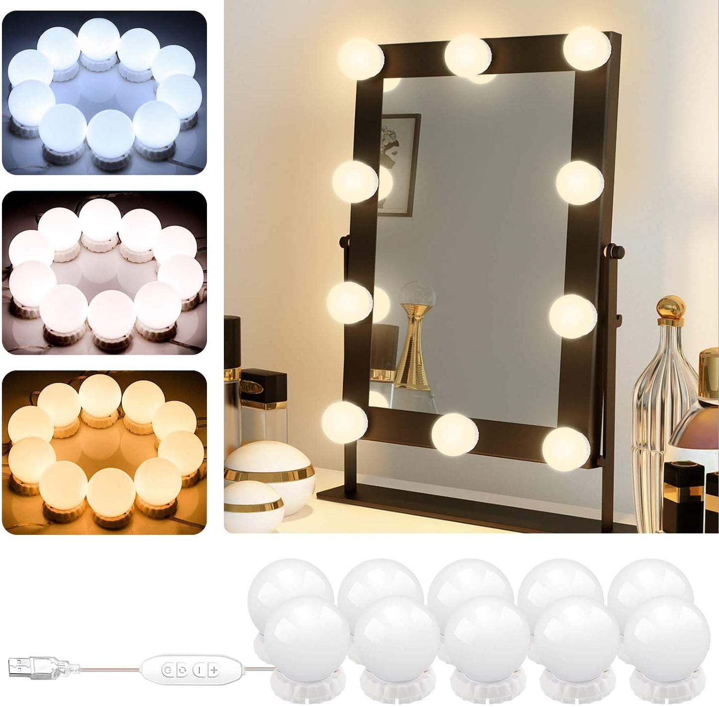 3 Colors Vanity Mirror Light - USB system